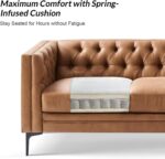 HULALA HOME Faux Leather Sectional Couch with Metal Legs, Mid-Century Modern Chesterfield Sofa with Button-Tufted Backrest, 5-Seater Corner Sectional Sofa for Living Room, Camel - Image 8