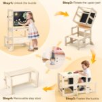 Toddler Kitchen Step Stool, 4-in-1 Foldable Standing Tower with Blackboard, Toddler Step Stool for Bathroom Sink, Kitchen Counter, Ages 18 Months+, 1-3 Year Old Boy Girl Gifts - Image 6