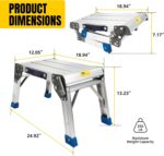 MaxWorks Folding Aluminum Work Platform and Step Stool 350 lb Capacity Lightweight Portable Step with Carry Handle for Garage Home and Jobsite Use (80773) - Image 3