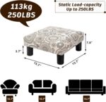 Joveco Small Foot Rest Stool Ottoman, Square Upholstered Fabric Footstool for Couch, Under Desk, Office, Living Room, Printing Beige - Image 3