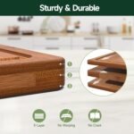 3-Piece Set Bamboo Cutting Board for Kitchen - Crack-Resistant Wood Chopping Boards with Deep Juice Grooves, Pre-Oiled Butcher Block for Meat, Vegetables & Cheese, Carbonized - Image 4