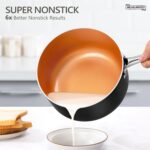 MICHELANGELO 4 Quart Saucepan with Lid - Ultra Nonstick Sauce Pan with Ceramic Coating, 4 Qt Non Stick Pot Induction Compatible, Copper - Image 3