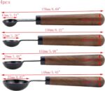 Set of 4 Measuring Spoons Black Measuring Scoops with Wooden Handle Stainless Steel Measuring Spoons Set for Kitchen Flour Spice Seasoning Measurement (15ml+5ml+2.5ml+1.25ml) - Image 4