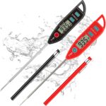 BOMATA 2 Pack Waterproof IPX7 Meat Thermometer Instant Read Food Thermometer with Long Probe for Water, Liquid, Kitchen Cooking, Grill,BBQ ! T101 X 2 Pcs (Black & Red)… - Image 2