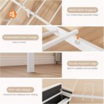 DICTAC Full Size Bed Frame for Kids with 4 Storage Drawers, Bookcase Headboard, LED Lights and Power Outlets, Diamond Tufted Velvet Upholstered Princess Platform Bed, Heavy-Duty Metal Support, Beige - Image 9