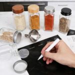 6-Pack Square Glass Spice Jars with Labels (4oz) | Spice Containers with Black Lids | Includes 60 Labels, Metal Funnel, Extra Shaker Lids & Stirring Stick for Kitchen Seasoning Organization - Image 6