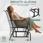Shintenchi 2-Person Outdoor Glider Bench with Breathable Fabric, Steel Frame Patio Swing Chair, Ergonomic Design Metal Rocking Bench Loveseat for Patio, Backyard, Poolside, Gray - Image 5