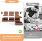 AMERLIFE 114 Inches Modular Sectional Couch, Feather Down Filled Sectional Sofa, 4 Seats L Shaped Couch with Chaise, Ottoman, Oversized Sofa for Living Roomt Apartment, Brown Anti-Scratch Leathaire - Image 5