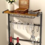 5-Tier Wine Rack Freestanding Floor, Liquor Bar Stand with Glasses Holder and 4 S Hooks, Corner Mini Bar Cabinet for Small Space, 8 Bottles Wine Bar Cabinet for Home, 11.81"D x 16.53"W x 53.55"H - Image 5