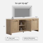 SICOTAS TV Stand for Living Room Boho Entertainment Center for Bedroom with 4 Rattan Cabinets Farmhouse Television Stands with Storage Large Media Console Table for TVs up to 65 Inch - Image 7