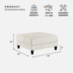 Lexicon Modern Ottoman, Foot Stools, Living Room Foot Rest, Module for Sectional Sofa, 40" Microfiber Upholstery Square Ottoman for Living Room/Bedroom, Assembled, Beige - Image 3