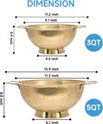 Gold Strainer for Kitchen, 3QT, Stainless Steel Colander with Handle for Fruits Vegetables Cooking Food, Dishwasher Safe - Image 4