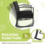 Homall Patio Furniture Set 3 Piece Resin Outdoor Bistro Set Rocking Patio Chairs with Cushions and Table for Porch, Poolside, Balcony and Yard (Black) - Image 4