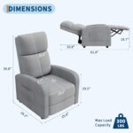 Garvee Recliner Chair for Adults, Lazy Reclining Chair Ergonomic Adjustable Single Sofa Enhanced with Side Pocket, Tall Back, Wide Arms & Padded Seat, Home Theater Seating for Living Room - Image 4