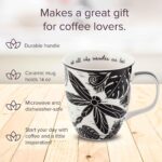 Karma Gifts 14 oz Black and White Boho Mug Dragonfly - Cute Coffee and Tea Mug - Ceramic Coffee Mugs for Women and Men - Image 3