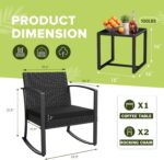 Homall Patio Furniture Set 3 Piece Resin Outdoor Bistro Set Rocking Patio Chairs with Cushions and Table for Porch, Poolside, Balcony and Yard (Black) - Image 5