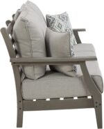 Signature Design by Ashley Visola Outdoor Patio Sofa with All-Weather Cushion and 2 Throw Pillows, Cleanable Performance Fabric, 19.88" Seat Height, Gray - Image 9
