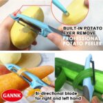 GANNK Potato Apple Vegetable Peelers for Kitchen, I and Y Peelers for Fruit Veggie Potatoes Carrot Cucumber, 3 in 1 Blade Spin Design With Julienne Function - Image 6