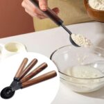 Set of 4 Measuring Spoons Black Measuring Scoops with Wooden Handle Stainless Steel Measuring Spoons Set for Kitchen Flour Spice Seasoning Measurement (15ml+5ml+2.5ml+1.25ml) - Image 6