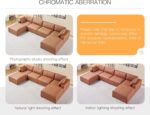 AMERLIFE 114 Inches Modular Sectional Couch, Feather Down Filled Sectional Sofa, 4 Seats L Shaped Couch with Chaise, Ottoman, Oversized Sofa for Living Roomt Apartment, Brown Anti-Scratch Leathaire - Image 8