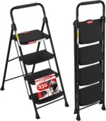 HBTower 4 Step Ladder, Step Stool Foldable with Wide Anti-Slip Pedal, Sturdy Steel Ladders for Home Adults Kitchen - Image 2
