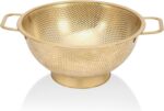 Gold Strainer for Kitchen, 3QT, Stainless Steel Colander with Handle for Fruits Vegetables Cooking Food, Dishwasher Safe - Image 2
