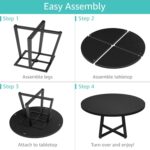 NUTIKAS 42 Inch Round Dining Table for 4, Modern Black Wood Grain Kitchen Table with Cross Metal Legs, Circular Industrial Dinner Table for Small Spaces, Breakfast Nook, Apartment, Office - Image 10
