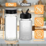 6-Pack Square Glass Spice Jars with Labels (4oz) | Spice Containers with Black Lids | Includes 60 Labels, Metal Funnel, Extra Shaker Lids & Stirring Stick for Kitchen Seasoning Organization - Image 3