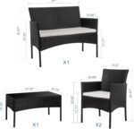 Shintench 4 Piece Outdoor Patio Furniture Sets, Small Wicker Patio Conversation Furniture Rattan Chair Set with Tempered Glass Coffee Table For Backyard Porch Garden Poolside Balcony, Black - Image 6