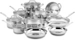 Cuisinart 17-Piece Stainless Steel Cookware Set, Chef's Classic Steel Collection with Pure Aluminum Core for Quick and Even Heat, Cool Grip Handles, Dishwasher Safe, 77-17N - Image 2