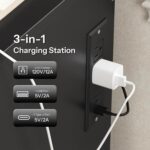 HOOBRO Nightstand with Charging Station, LED Bedside Table with Drawers, Lockable Hidden Compartment, Modern End Table, Night Stand for Bedroom, 2 AC Outlets, USB-A Port and Type-C, Black BB144UDBZ01 - Image 7