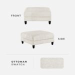 Lexicon Modern Ottoman, Foot Stools, Living Room Foot Rest, Module for Sectional Sofa, 40" Microfiber Upholstery Square Ottoman for Living Room/Bedroom, Assembled, Beige - Image 8
