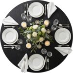 NUTIKAS 42 Inch Round Dining Table for 4, Modern Black Wood Grain Kitchen Table with Cross Metal Legs, Circular Industrial Dinner Table for Small Spaces, Breakfast Nook, Apartment, Office - Image 5