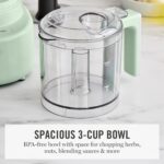 Martha Stewart 3 Cup Electric Food Chopper, Vegetable & Herb Mini Food Processor, 24oz BPA-Free Bowl, Stainless Steel Blades, Pour Spout, Dicing, Mincing, Chop & Puree, Dishwasher Safe, Honeydew - Image 5