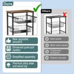 OKZEST Fruit Basket, 5-Tier Utility Kitchen Organizer and Storage Cart with Pull-Out Baskets and Wood Top, Rolling Pantry Kitchen Cart on Wheels for Fruit Potato Onion Vegetable Snack Produce - Image 9