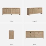 SICOTAS TV Stand for Living Room Boho Entertainment Center for Bedroom with 4 Rattan Cabinets Farmhouse Television Stands with Storage Large Media Console Table for TVs up to 65 Inch - Image 10