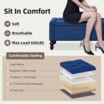 50" W Storage Ottoman Bench with Safety Hinge, Load up to 660 lb Ottoman with Storage, Upholstered Tufted Entryway Bench with Seating for Living Room, Bedroom, Entryway, Blue - Image 6