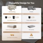 Amsleekey 111.5" U-Shaped Modular Sectional Sofa, Beige Corduroy | 3-Seater Cloud Couch, 2 Movable Ottoman, Flexible Combination, Deep Seat, 2 Sets of Legs of Different Heights for Living Room - Image 4
