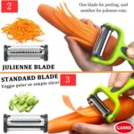 GANNK Potato Apple Vegetable Peelers for Kitchen, I and Y Peelers for Fruit Veggie Potatoes Carrot Cucumber, 3 in 1 Blade Spin Design With Julienne Function - Image 4