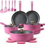 CAROTE Non Stick Pots and Pans Set, Cookware Sets Nonstick, Kitchen Cooking Set with Stay-Cool Handles,with Silicone Tools and Pot Protectors,16 Piece - Image 2