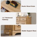 T4TREAM 7 Drawers Dresser Chests for Bedroom, Wood Vintage Chests of Drawers, Rustic Dressers Chset Organizer for Bedroom, Living Room, Hallway, Natural Oak - Image 6