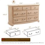 T4TREAM 7 Drawers Dresser Chests for Bedroom, Wood Vintage Chests of Drawers, Rustic Dressers Chset Organizer for Bedroom, Living Room, Hallway, Natural Oak - Image 3