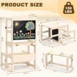 Toddler Kitchen Step Stool, 4-in-1 Foldable Standing Tower with Blackboard, Toddler Step Stool for Bathroom Sink, Kitchen Counter, Ages 18 Months+, 1-3 Year Old Boy Girl Gifts - Image 8