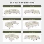 Lexicon Modern Ottoman, Foot Stools, Living Room Foot Rest, Module for Sectional Sofa, 40" Microfiber Upholstery Square Ottoman for Living Room/Bedroom, Assembled, Beige - Image 7