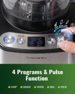 Food Processor, 4 Programs & Pulse,1000W Max Power,12 Cups Total Volume for Slicing, Mincing, Dicing, Shredding, Puree, Dough and Vegetable Chopper Clean Bowl Scraper, Stainless Steel - Image 3