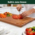 3-Piece Set Bamboo Cutting Board for Kitchen - Crack-Resistant Wood Chopping Boards with Deep Juice Grooves, Pre-Oiled Butcher Block for Meat, Vegetables & Cheese, Carbonized - Image 5