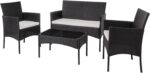 Shintench 4 Piece Outdoor Patio Furniture Sets, Small Wicker Patio Conversation Furniture Rattan Chair Set with Tempered Glass Coffee Table For Backyard Porch Garden Poolside Balcony, Black - Image 2