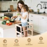 Toddler Kitchen Step Stool, 4-in-1 Foldable Standing Tower with Blackboard, Toddler Step Stool for Bathroom Sink, Kitchen Counter, Ages 18 Months+, 1-3 Year Old Boy Girl Gifts - Image 3