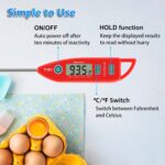 BOMATA 2 Pack Waterproof IPX7 Meat Thermometer Instant Read Food Thermometer with Long Probe for Water, Liquid, Kitchen Cooking, Grill,BBQ ! T101 X 2 Pcs (Black & Red)… - Image 6