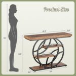 Huuger Modern Console Table, 41.3 Inch Sofa Table with Artistic Curved Metal Frame, Narrow Entryway Table for Hallway, Living Room, Behind Couch, Rustic Brown - Image 3